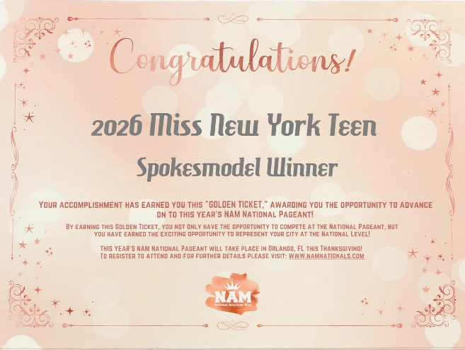 Spokesmodel Winner certificate